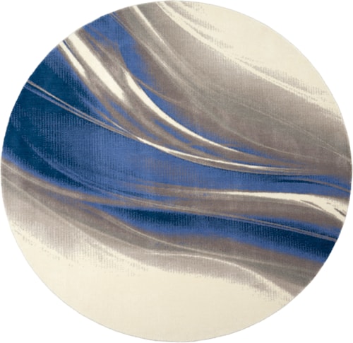 8'  Ivory Grey Blue Round Rug