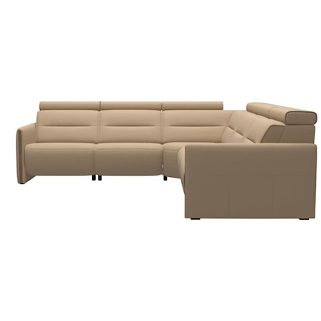 Power Recline Sectional Sofa with Wood Arms