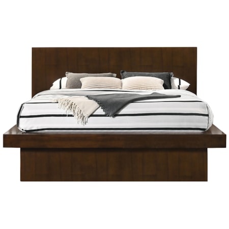 Wood Queen LED Panel Bed