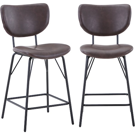 Owen Contemporary Upholstered Counter Height Stool - Dark Brown