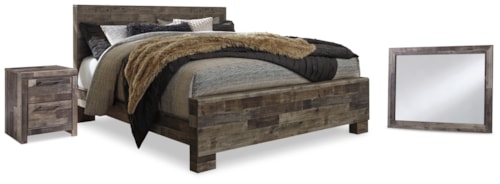 King Panel Bed, Mirror And Nightstand