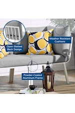 Modway Riverside Riverside Coastal 3 Piece Outdoor Patio Aluminum Sectional Sofa Set - White/Navy