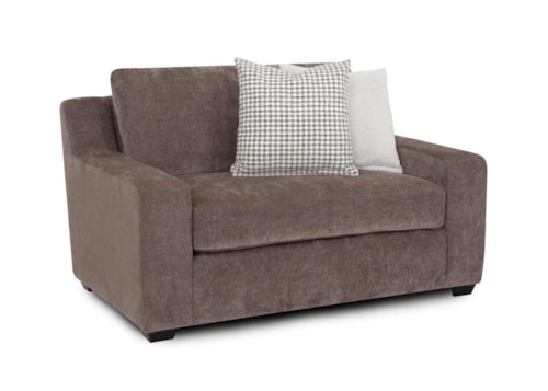 Transitional Snuggler Chair with Throw Pillows