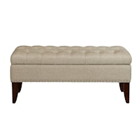 Transitional Tufted Storage Bed Bench in Soft Beige