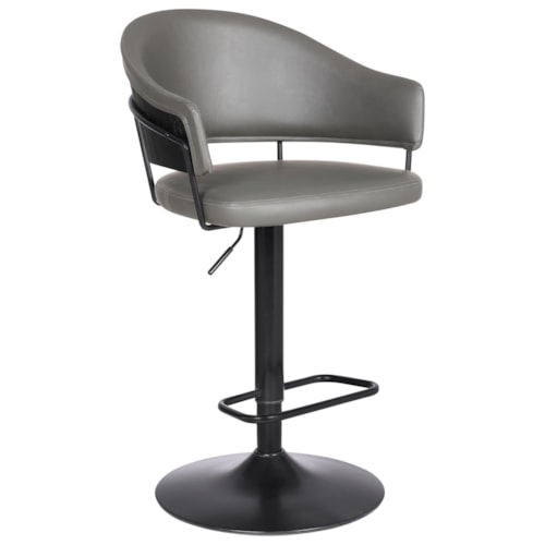 Contemporary Adjustable Leather Swivel Bar Stool