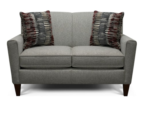 Transitional Loveseat with High Tapered Legs