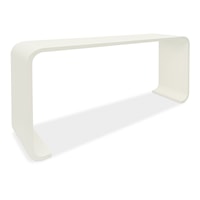 Casual Console Table with White Lacquered Grasscloth Finish