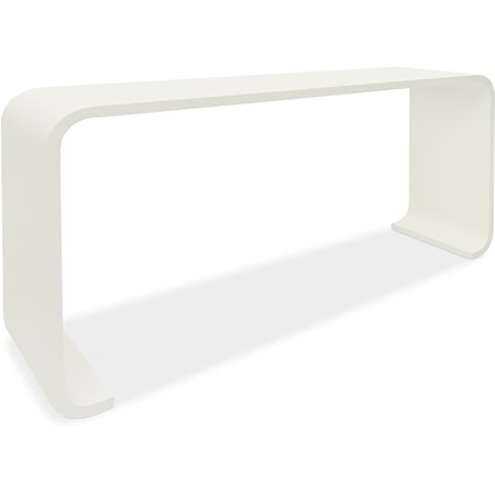 Casual Console Table with White Lacquered Grasscloth Finish