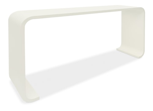 Casual Console Table with White Lacquered Grasscloth Finish