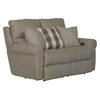 Transitional Power Lay Flat Reclining Loveseat with Built-In USB Ports