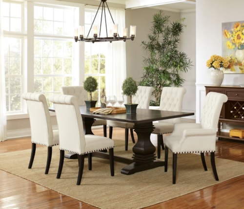 Parkins 7-Piece Rectangular Dining Table Set Rustic Espresso