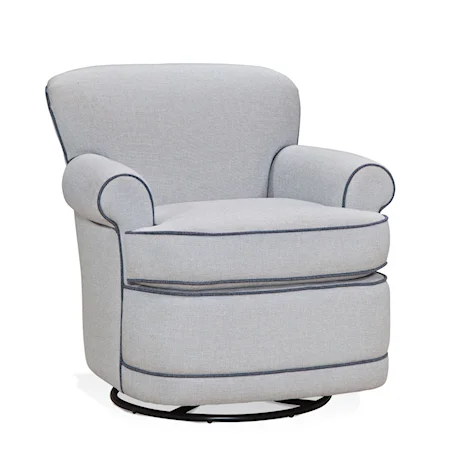 Transitional Swivel Glider Chair with Rolled Arms