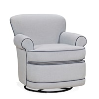 Transitional Swivel Glider Chair with Rolled Arms