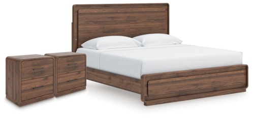 King Panel Bed And 2 Nightstands