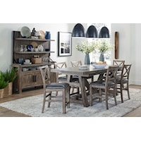 Transitional 10-Piece Counter Height Table Set with Display Hutch