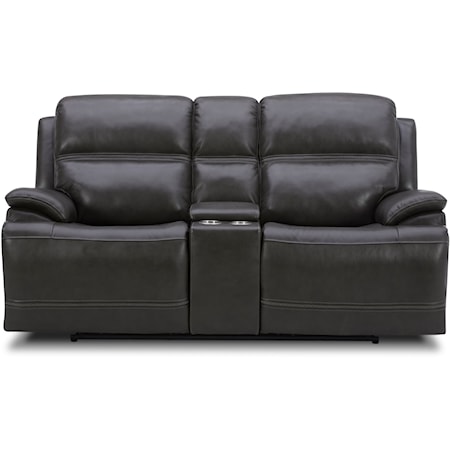 Casual Power Loveseat with Console and Power Headrest