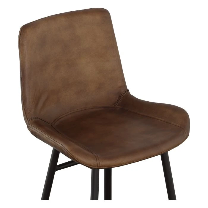 Leather Counter Stool w/Decorative Stitching