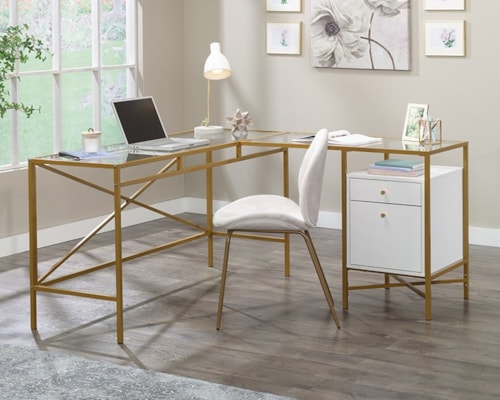 Contemporary L-Shaped Desk with File Cabinet