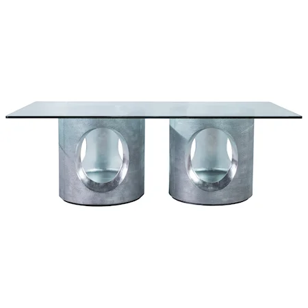 Contemporary Rectangular Dining Table with Glass Top