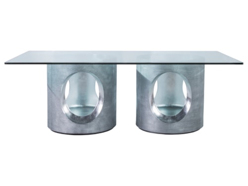 Contemporary Rectangular Dining Table with Glass Top