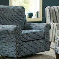 Transitional Swivel Glider Chair with Nailhead Studs