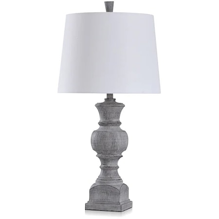 Traditional Wood Grain Table Lamp with White Shade