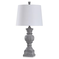 Traditional Wood Grain Table Lamp with White Shade