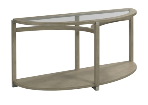 Demilune Sofa Table with Tempered Glass Top