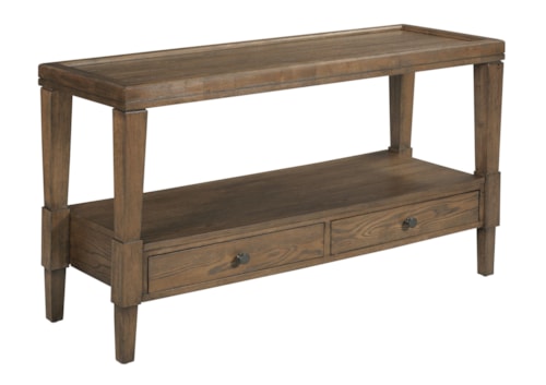 Transitional Rectangular 2-Drawer Sofa Table with Shelf