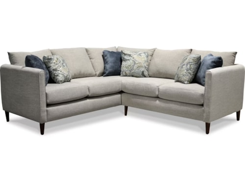 Contemporary Sectional Sofa with Exposed Wood Legs