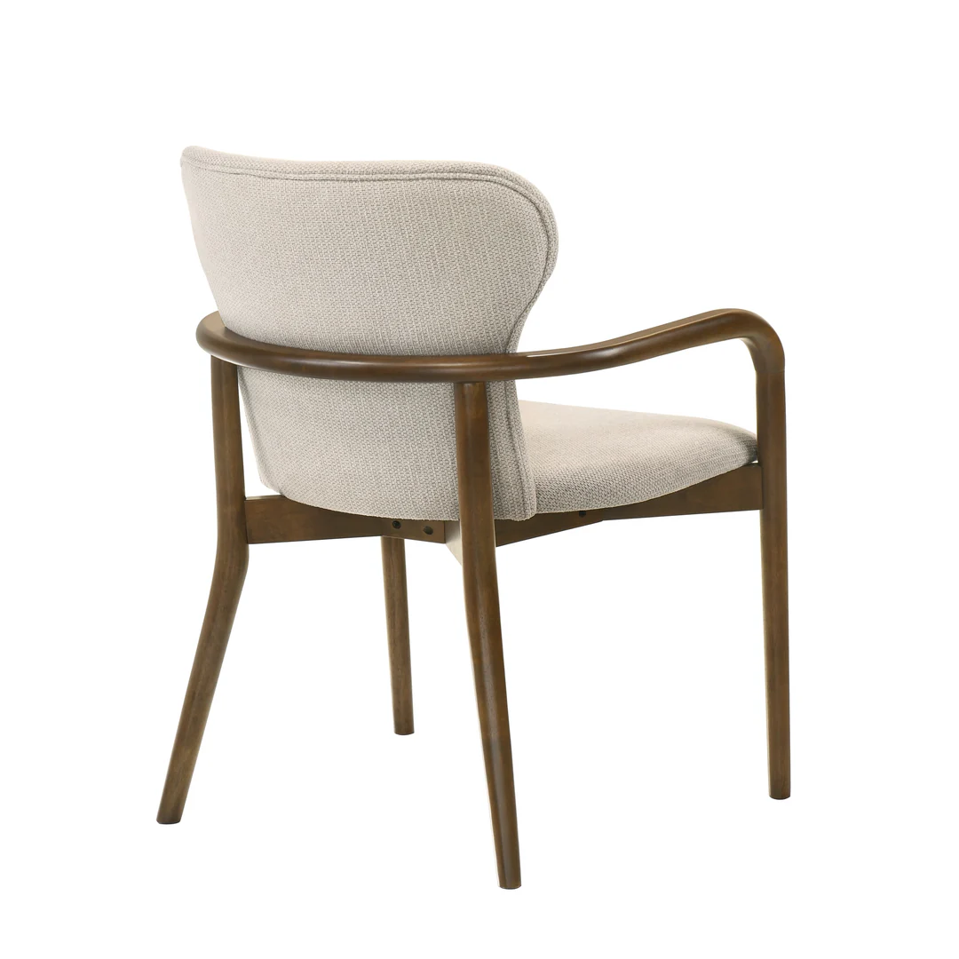 Upholstered Exposed-Wood Dining Arm Chair