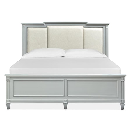 King Panel Bed w/Upholstered Headboard