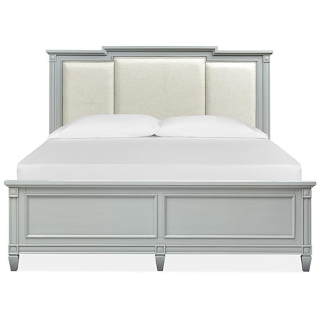 King Panel Bed w/Upholstered Headboard