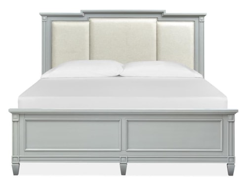 Contemporary California King Panel Bed with Upholstered Headboard