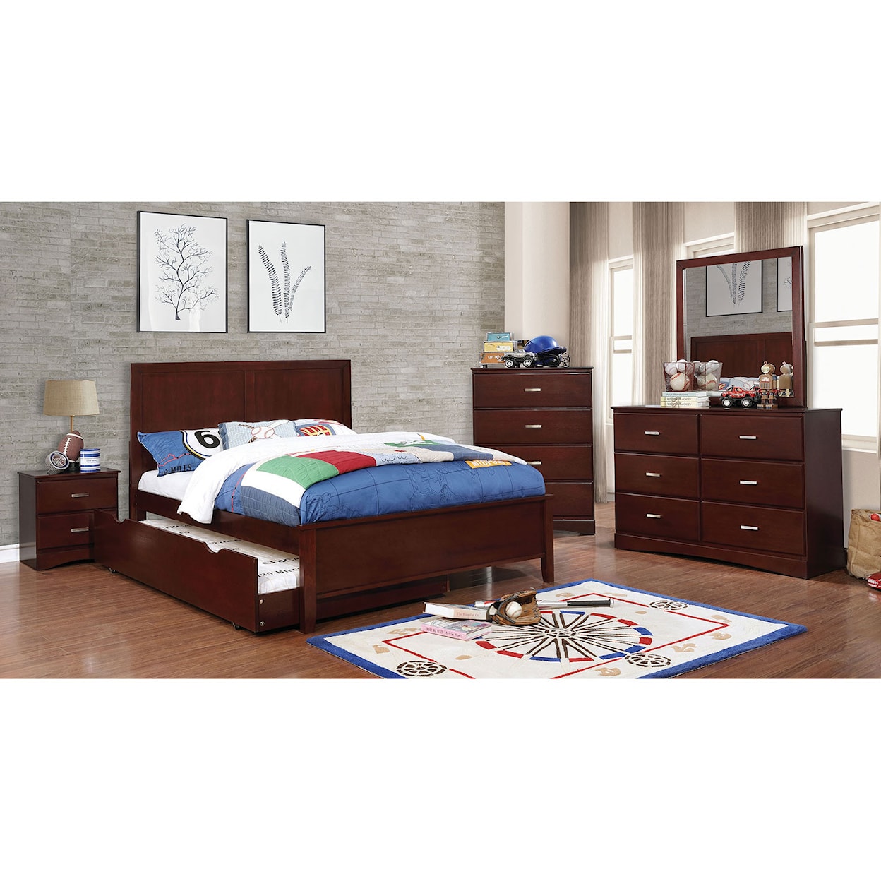 Furniture of America Prismo 4 Piece Twin Bedroom Set