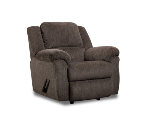 Casual Rocker Recliner with Pillow Arms