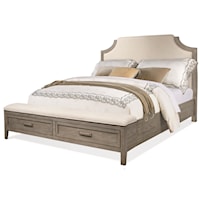 Transitional Queen Upholstered Bed with Storage Bench Footboard