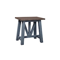Farmhouse Chairside Table with Trestle Base