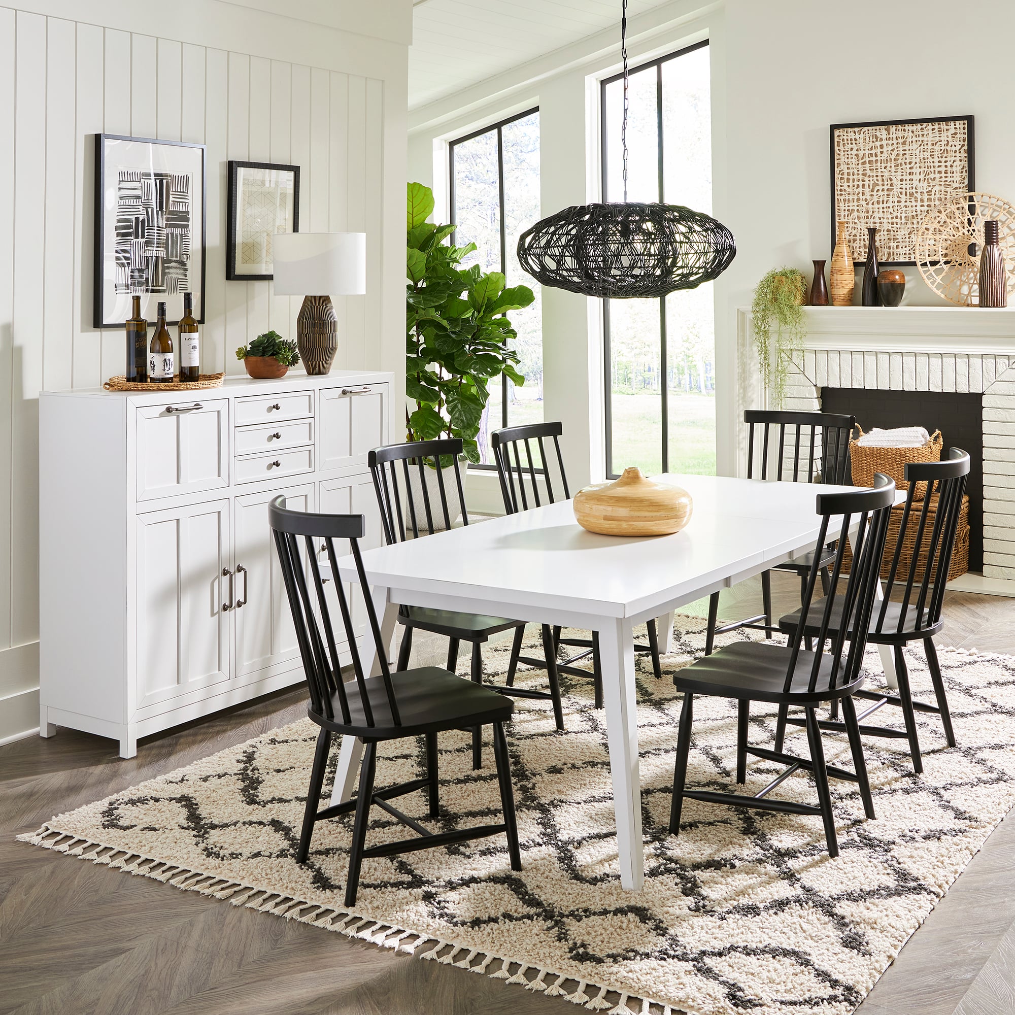 Rectangle farmhouse deals dining table set