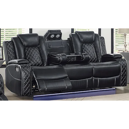 Contemporary Power Reclining Sofa with Power Headrest