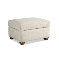 Transitional Ottoman with Wood Legs