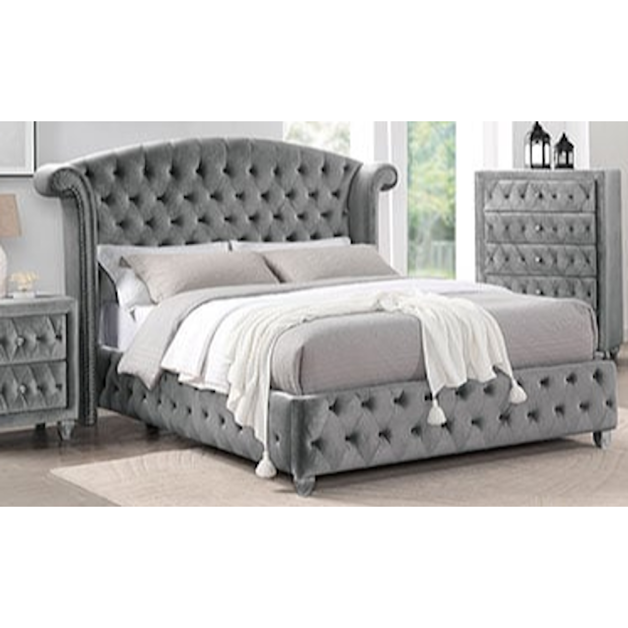 Furniture of America - FOA Zohar King Bed Gray