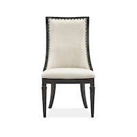 Transitional Upholstered Dining Arm Chair with Nailhead Trim (Set of 2)