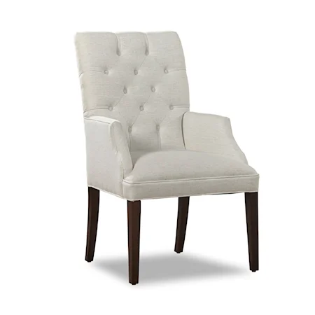 Transitional Tufted Host Chair with Scoop Arms