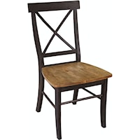 Transitional X Back Dining Chair in Hickory / Coal