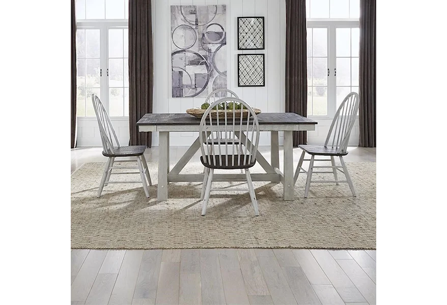 Farmhouse Optional 5-Piece Trestle Table Set by Liberty Furniture at Royal Furniture