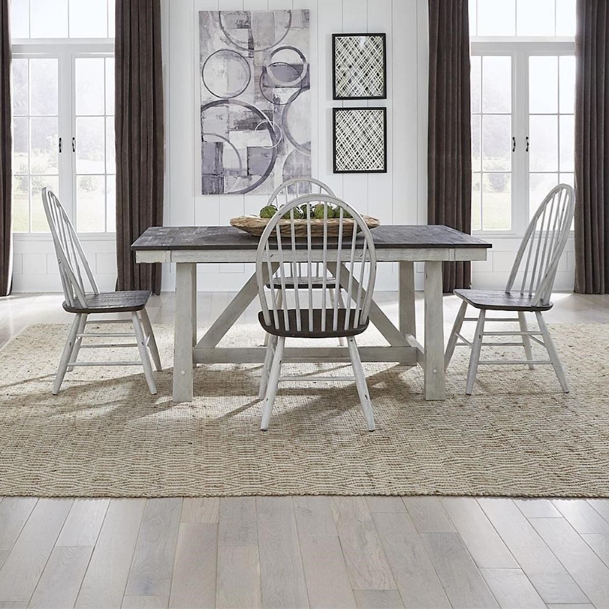 Libby Farmhouse 5-Piece Trestle Table Set