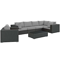 7 Piece Outdoor Patio Sunbrella® Sectional Set - Gray