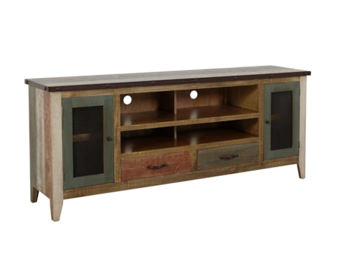 Rustic 76" TV Stand with Wire Management