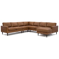 Contemporary 6-Seat Sectional Sofa with RAF Chaise and Built-in USB Charger
